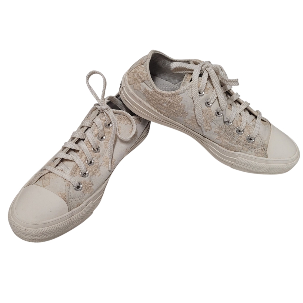 Converse Embroidered Cream Sneakers